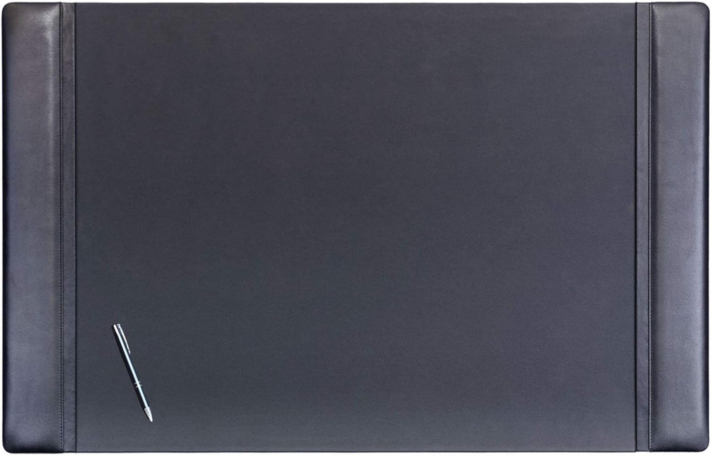Dacasso Black Leather Side-Rail Desk Pad for Elegant Workspaces