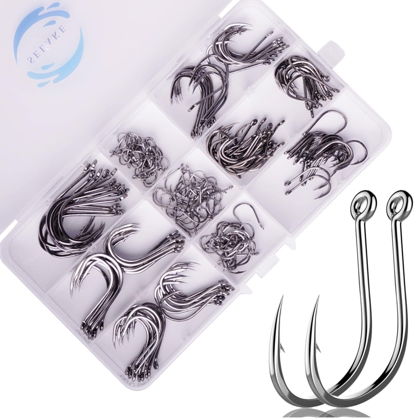 Selake 100PCS/210PCS Premium Fishing Hooks: Sharp & Strong Circle Hooks