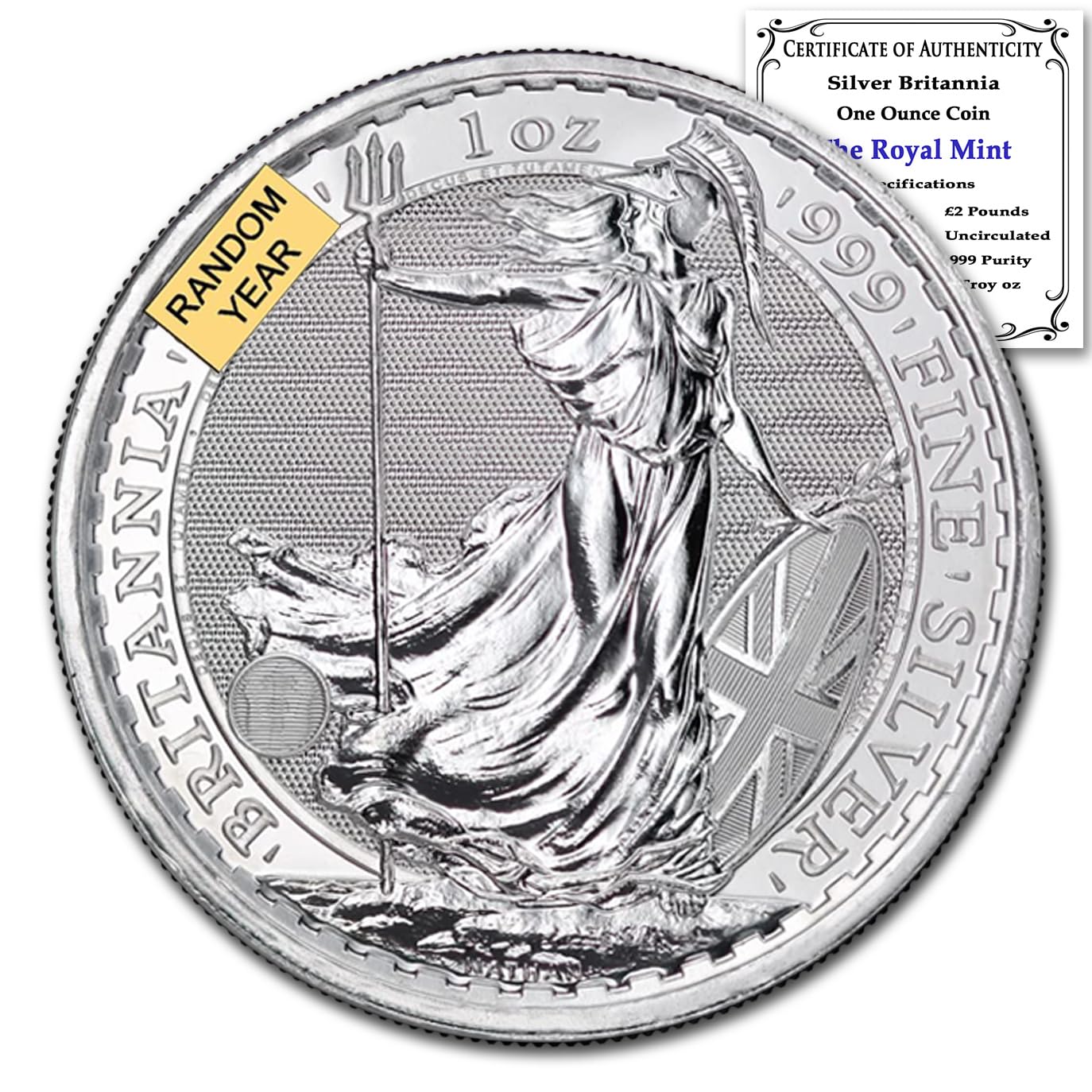 1997 - Present 1 oz Silver Britannia Coin BU with COA and Features