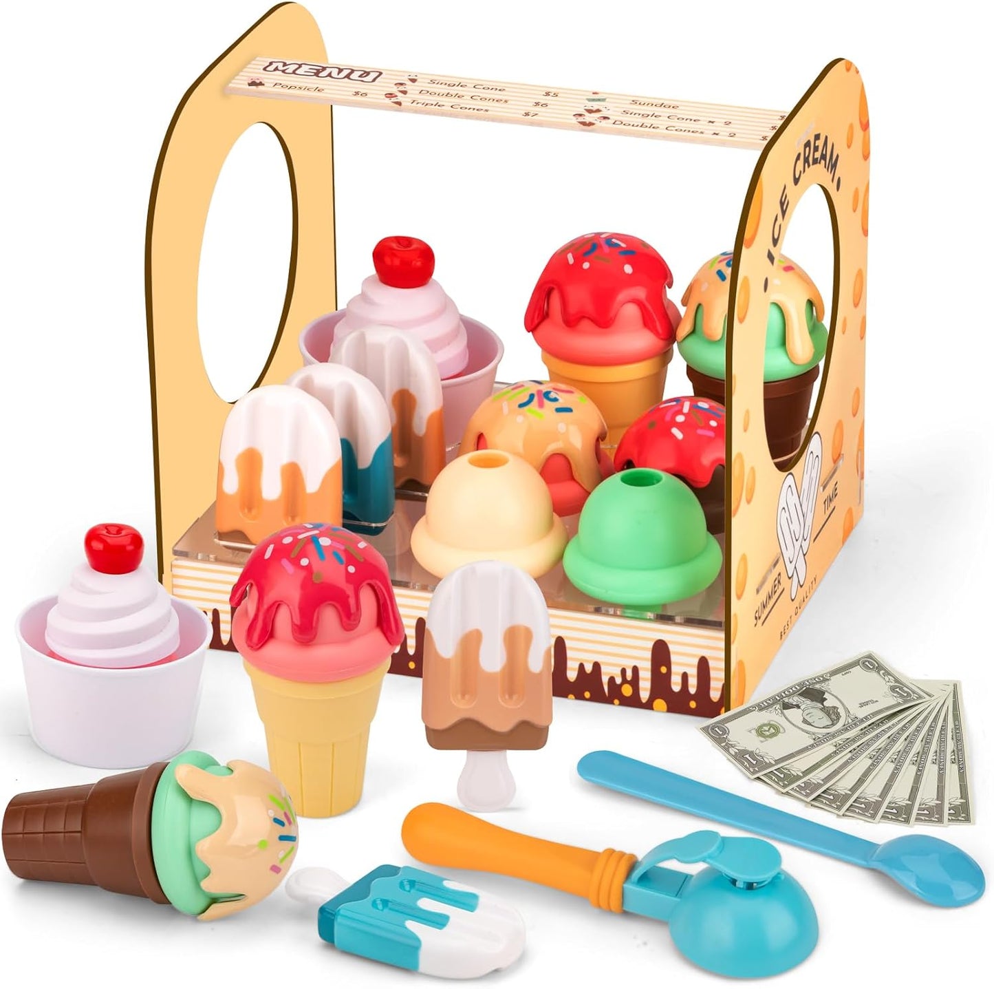 Ice Cream Counter Playset: 52 pcs Pretend Play Fun!