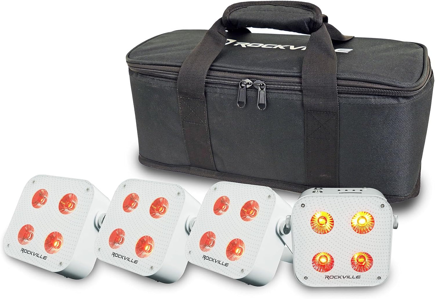 Rockville 4 Pack MINI RF4 V2 LED Wash Up Light for Parties
