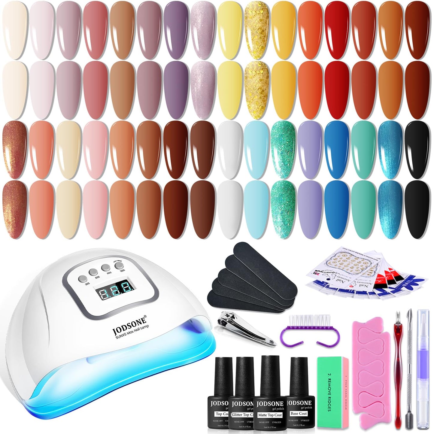 JODSONE 36 Pcs Gel Nail Polish Kit with UV Light for Manicure