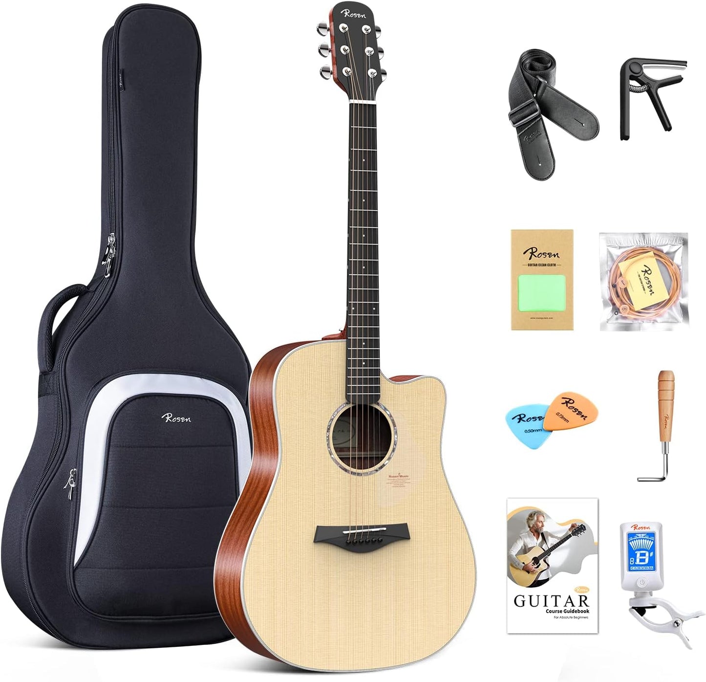 Rosen N10 Acoustic Guitar Bundle - Beginner's Dream Kit!