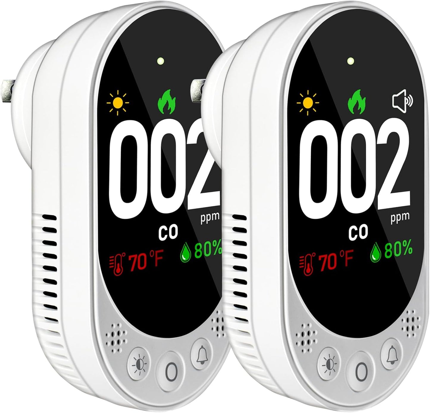 3-in-1 Carbon Monoxide Detectors Plug in with HD Color Screen