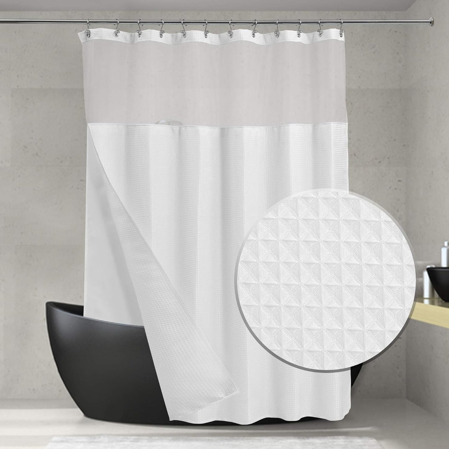 ALYVIA SPRING 2-in-1 Shower Curtain Set: Hotel Style Luxury