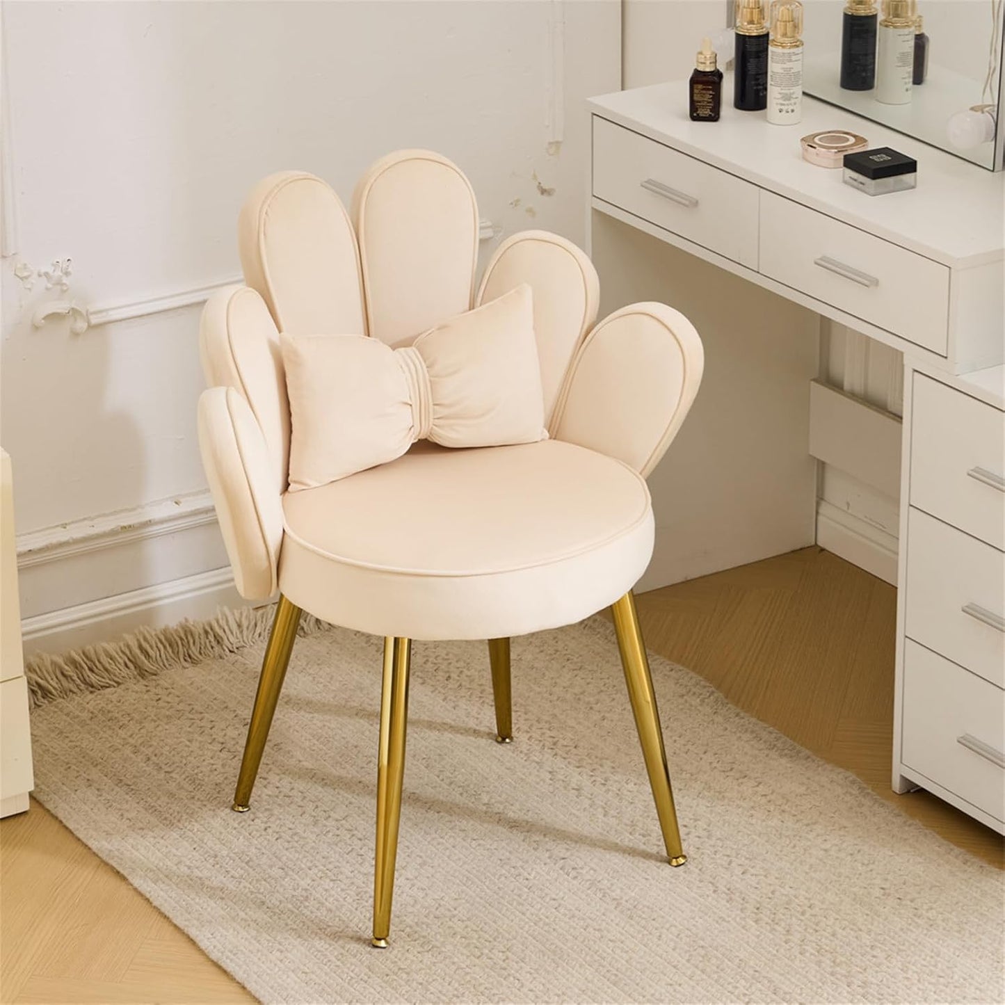 VINGLI Petal Makeup Vanity Chair with Back for Stylish Comfort