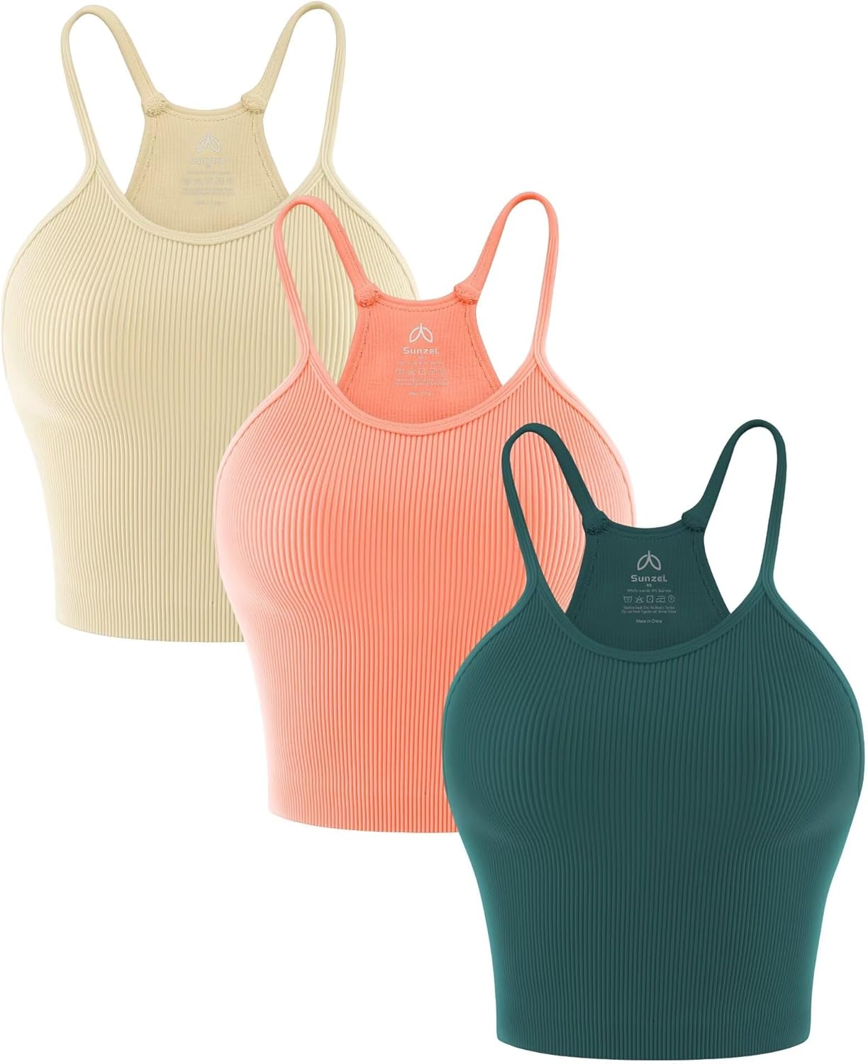 Sunzel Free to Be Tank - Seamless Ribbed Crop Top for Yoga