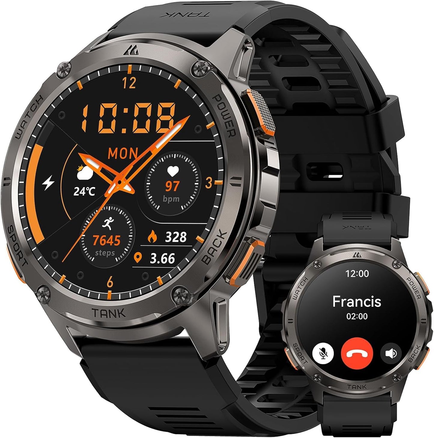 480mAh Smartwatch: Military Design, Long Battery Life