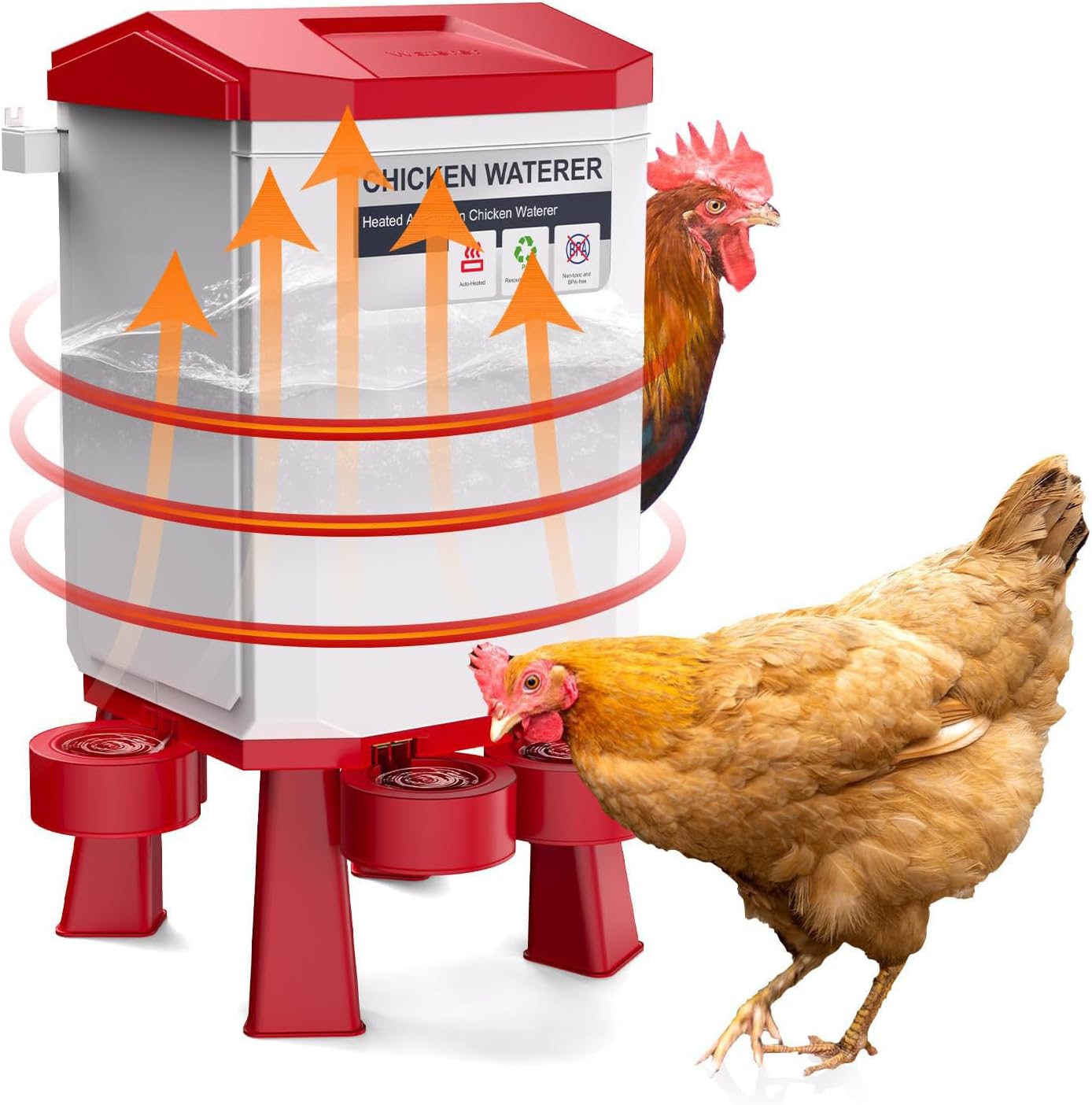 Heated Chicken Waterer for Poultry - 3 Gallon Thermostatic Drinker