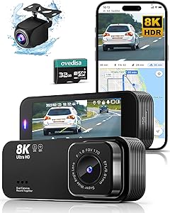 8K Full UHD Dual Dash Camera for Cars with Night Vision