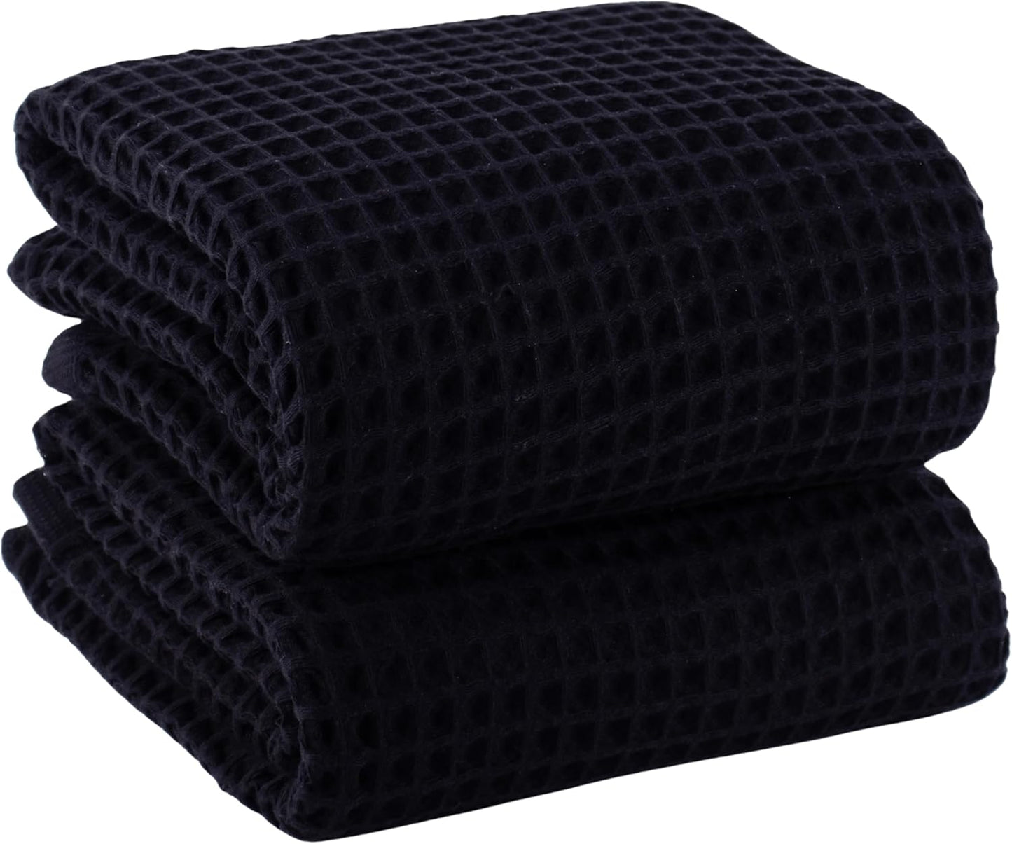 PUSKUL Premium Waffle Bath Towels Set of 2 - Organic Turkish Cotton