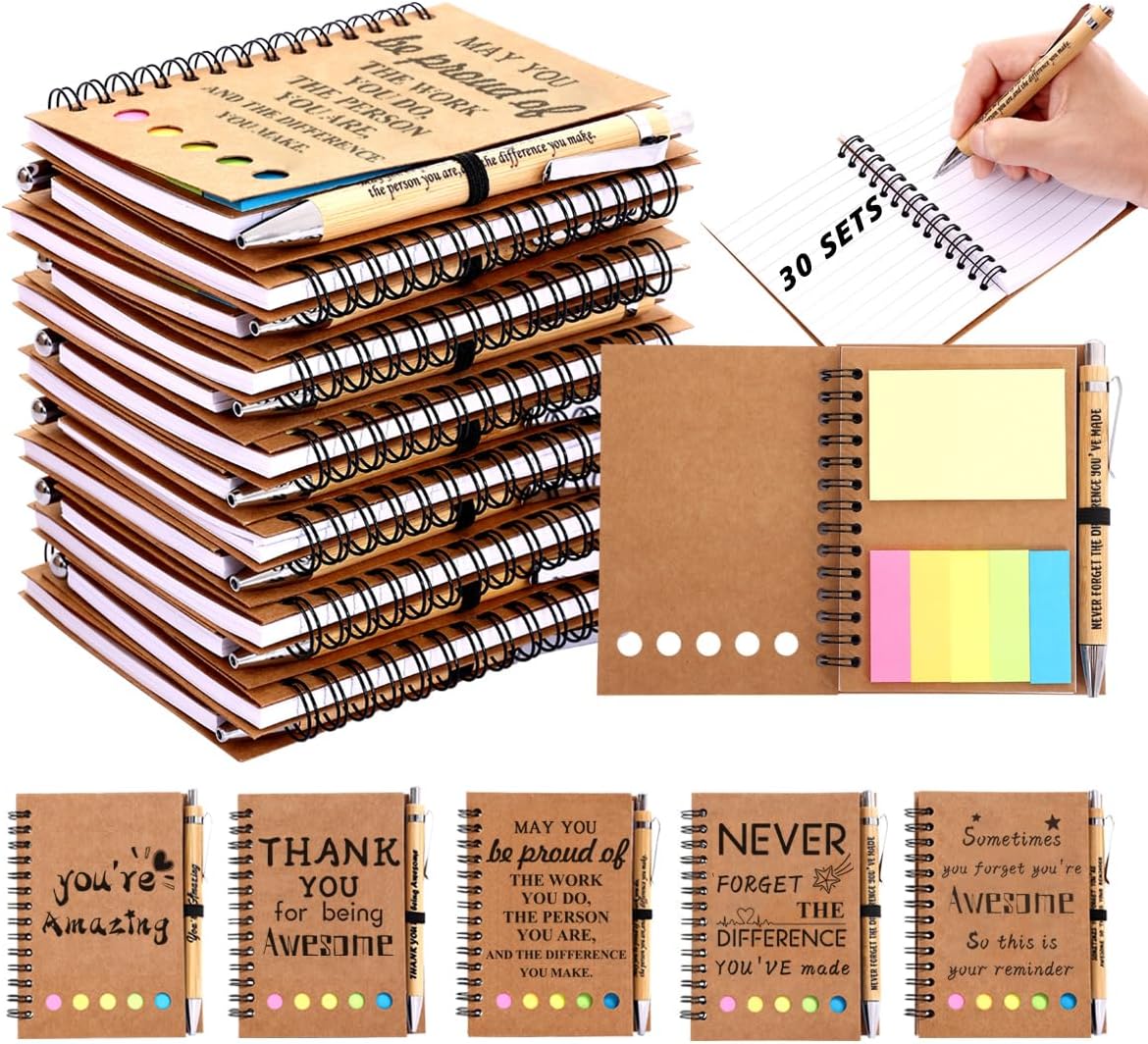 30 Sets Employee Appreciation Gifts with Notebooks and Pens