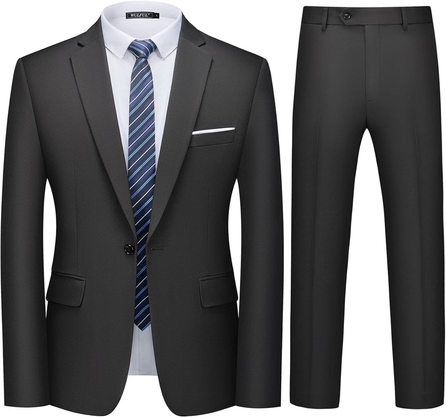 WULFUL Men's Slim Fit Suit Set for Weddings, Parties, and Business