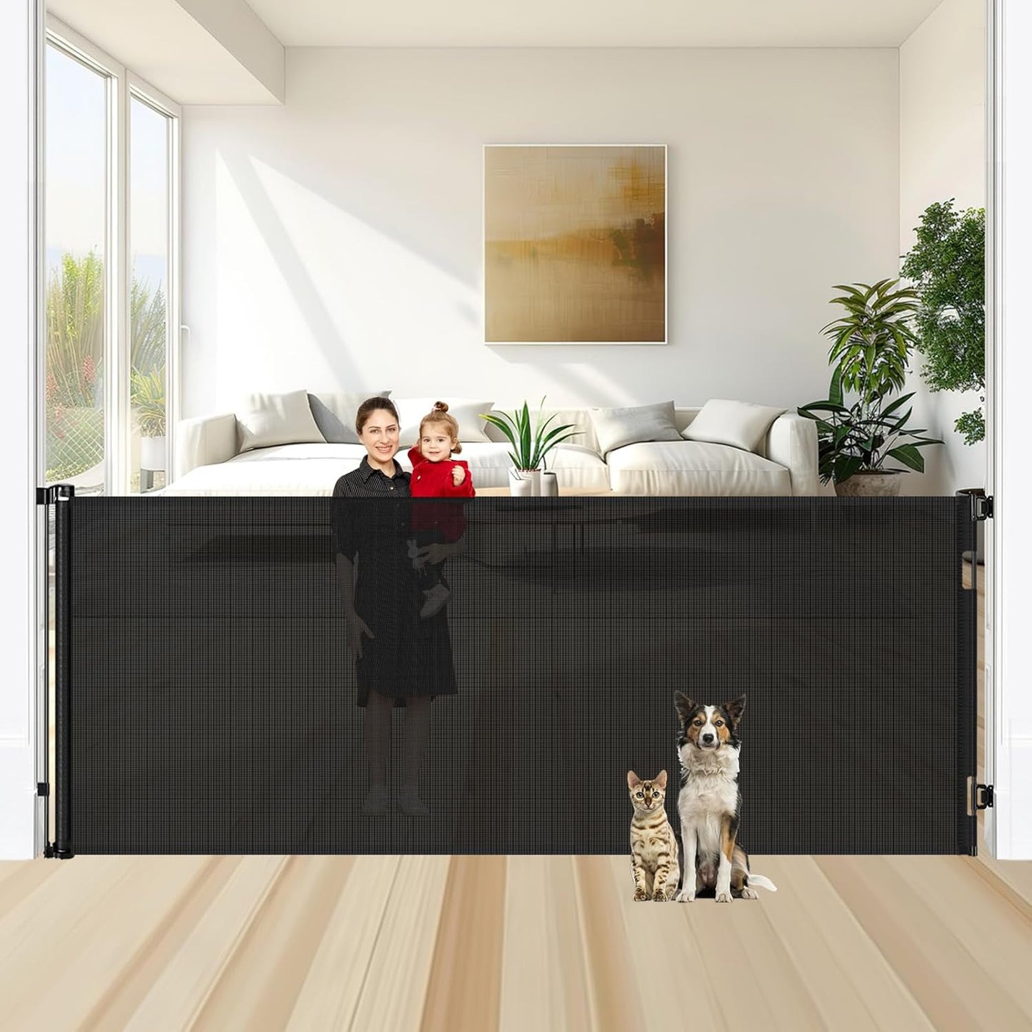 48 Inch Tall Retractable Baby Gate for Extra Wide Openings