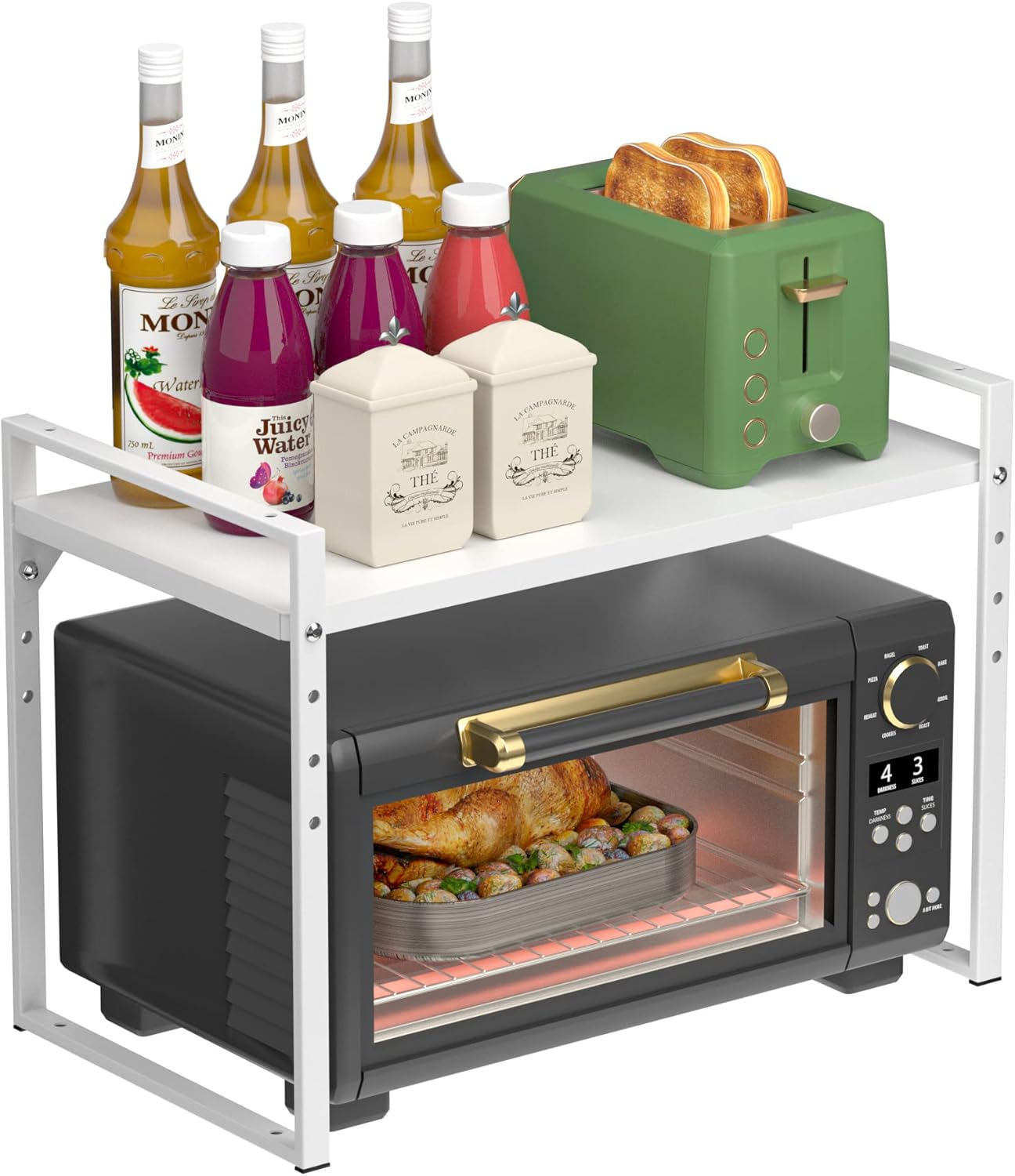 Adjustable 2 Tier Microwave Rack, Space-saving Organization