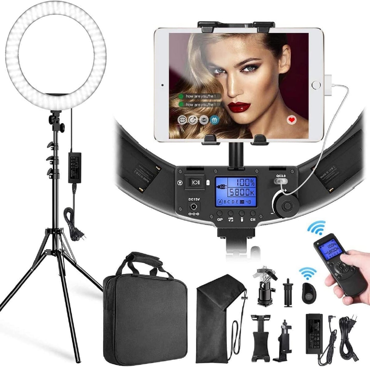 LED Ring Light with Stand and Phone Holder for Perfect Shots