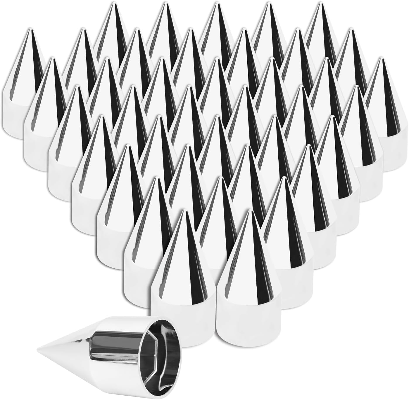 33mm x 4 1/4in Chromed Spike Lug Nut Covers for Trucks