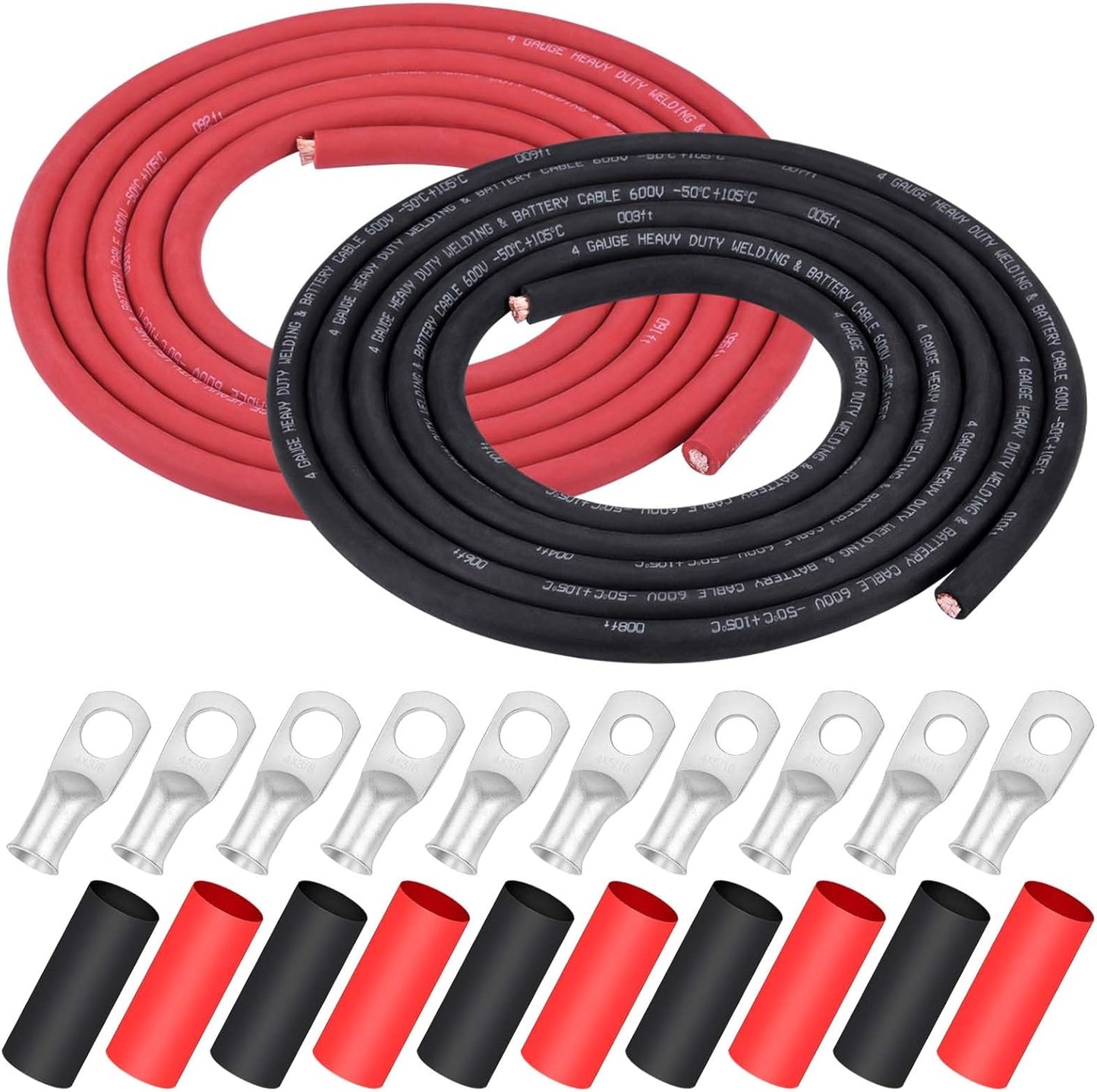 iGreely 4 AWG Gauge Wire Welding Battery Cable Set for All Needs