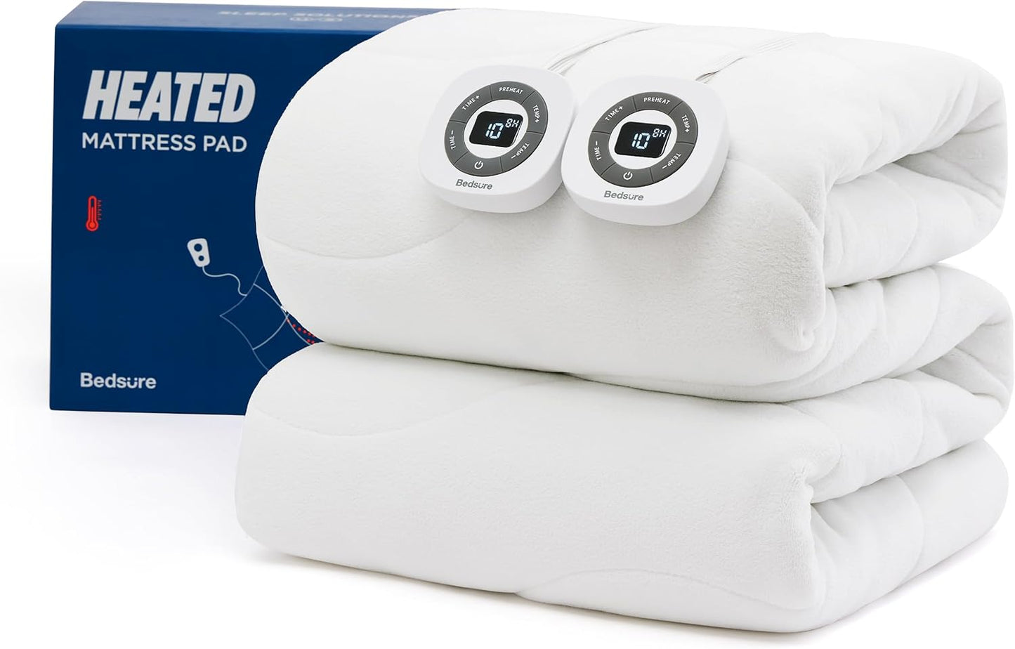 Bedsure Heated Mattress Pad Queen - Fast Heating, 10 Heat Settings