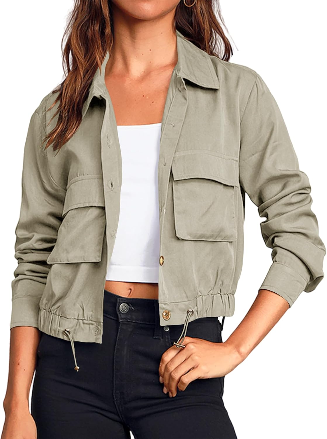 Onedreamer Women's Military Safari Cropped Jacket for Fall Style