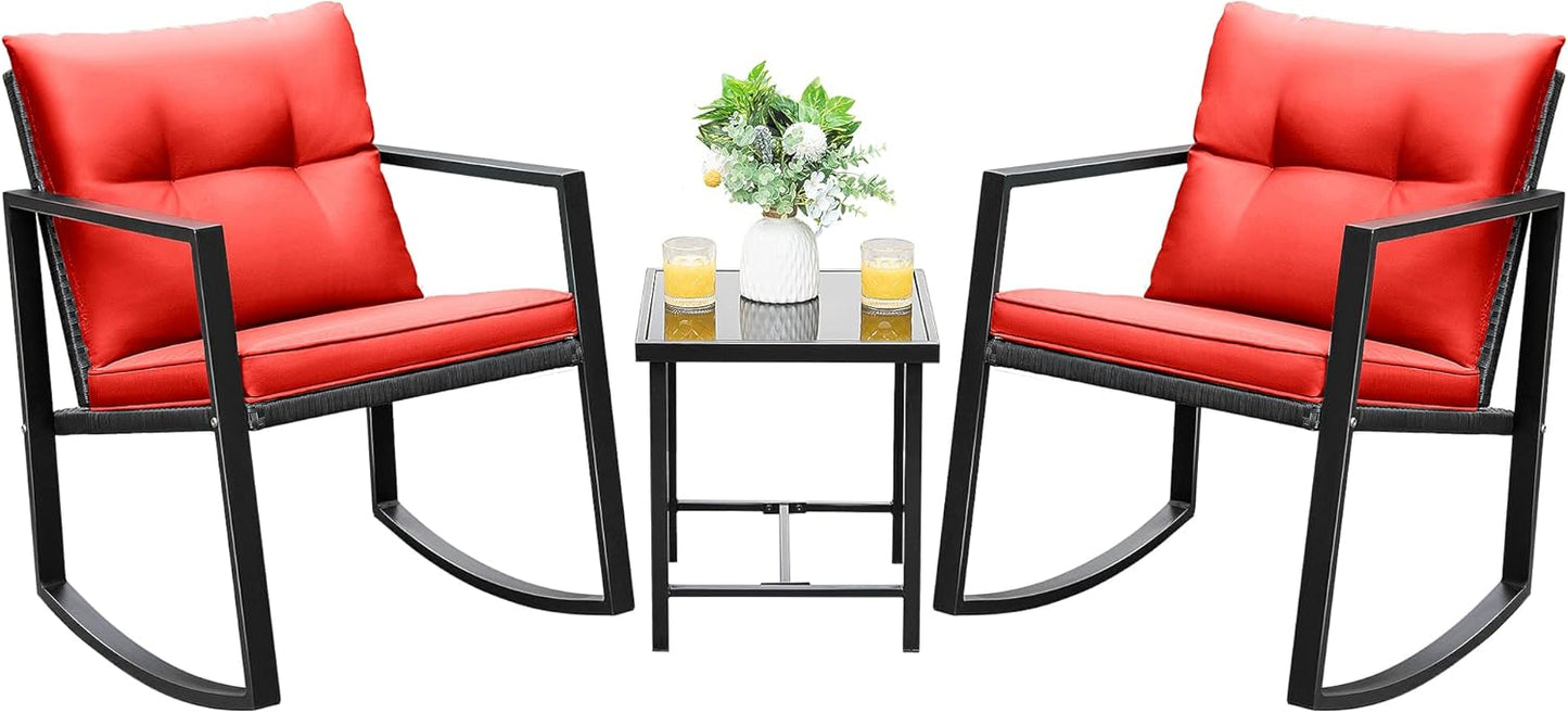 Devoko 3 Piece Rocking Bistro Set for Outdoor Comfort and Style