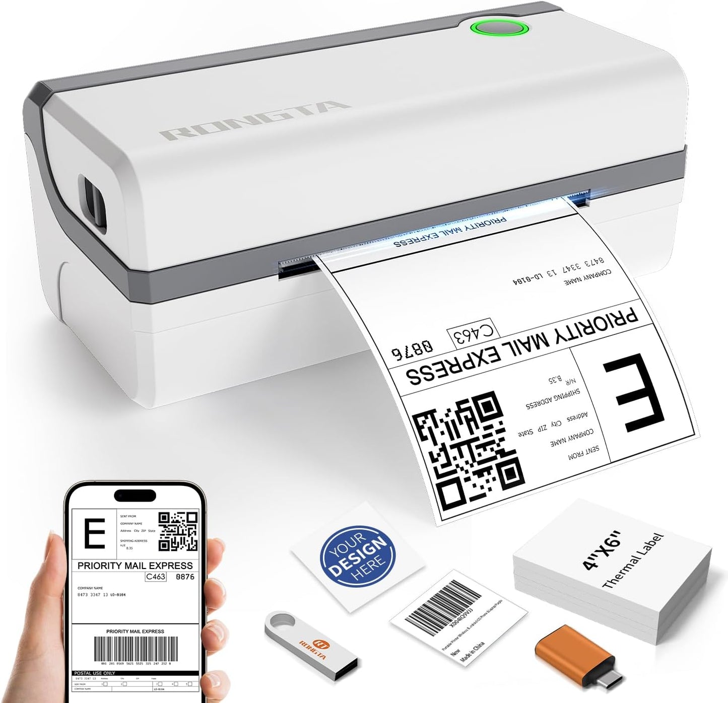 Rongta Bluetooth Thermal Shipping Label Printer for Easy Use