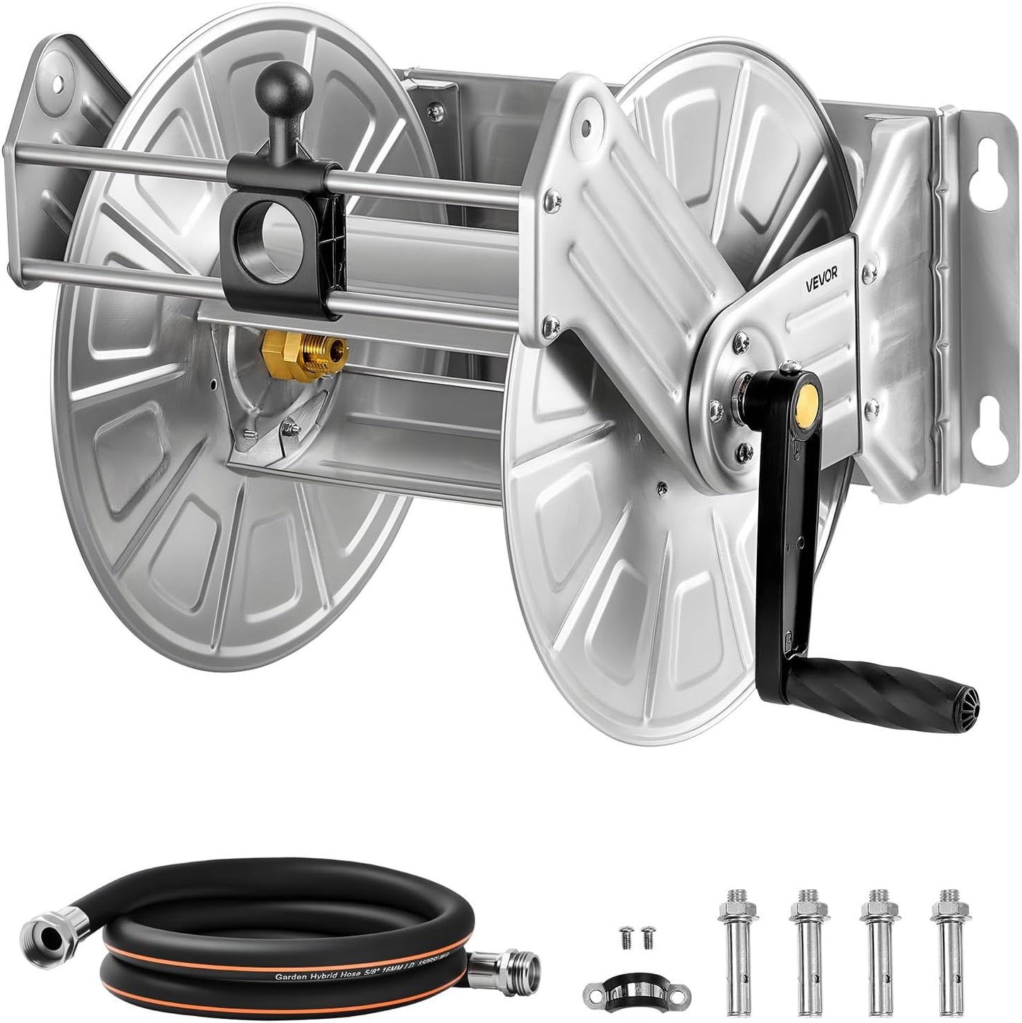 VEVOR Stainless Steel Wall Mounted Garden Hose Reel for 150 ft