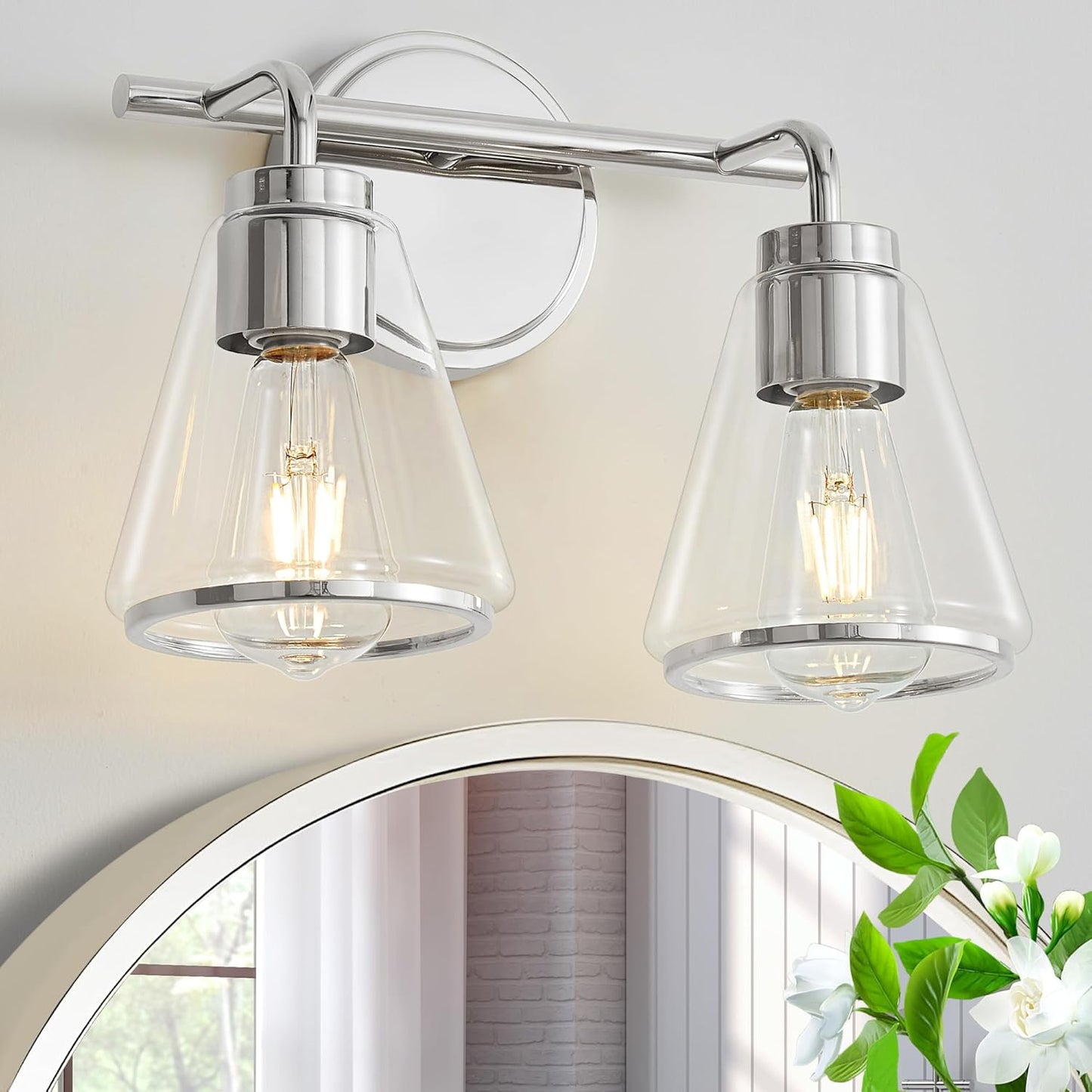 Bathroom Light Fixtures Over Mirror with Polished Nickel Finish