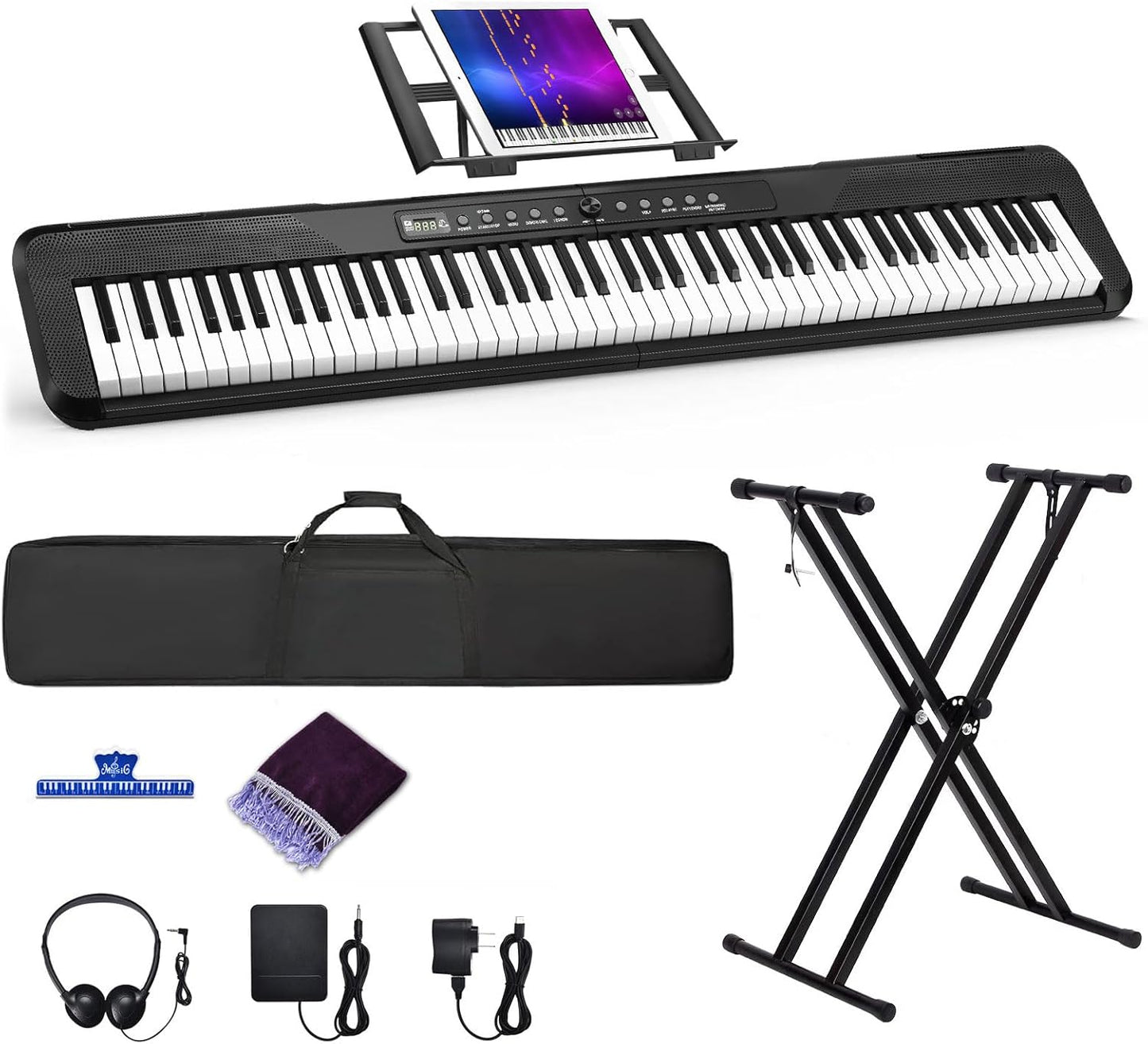 Veitob 88-Key Semi-Weighted Bluetooth Piano for Beginners
