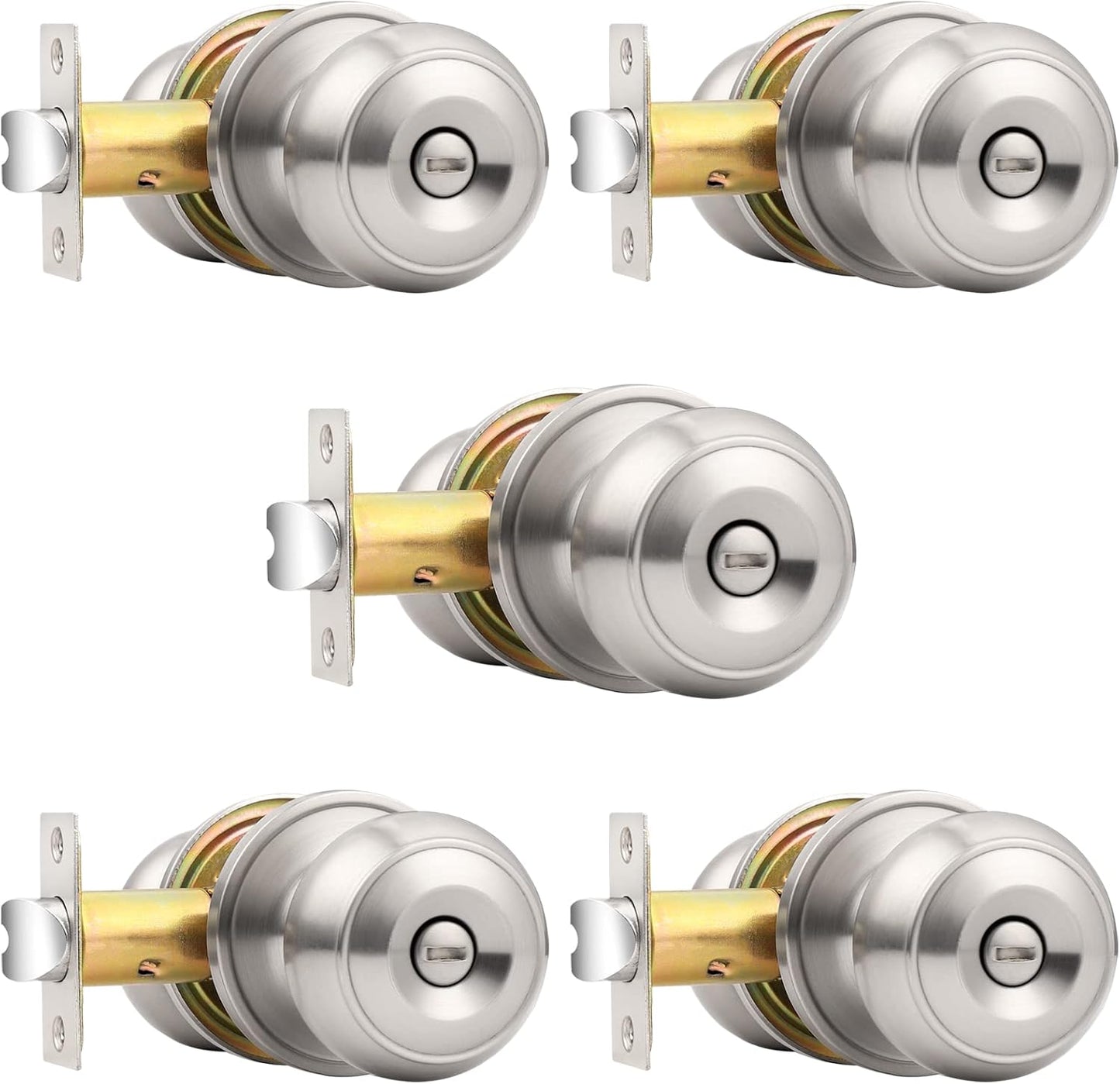 Probrico Brushed Nickel Bed/Bath Knobs for Interior Doors