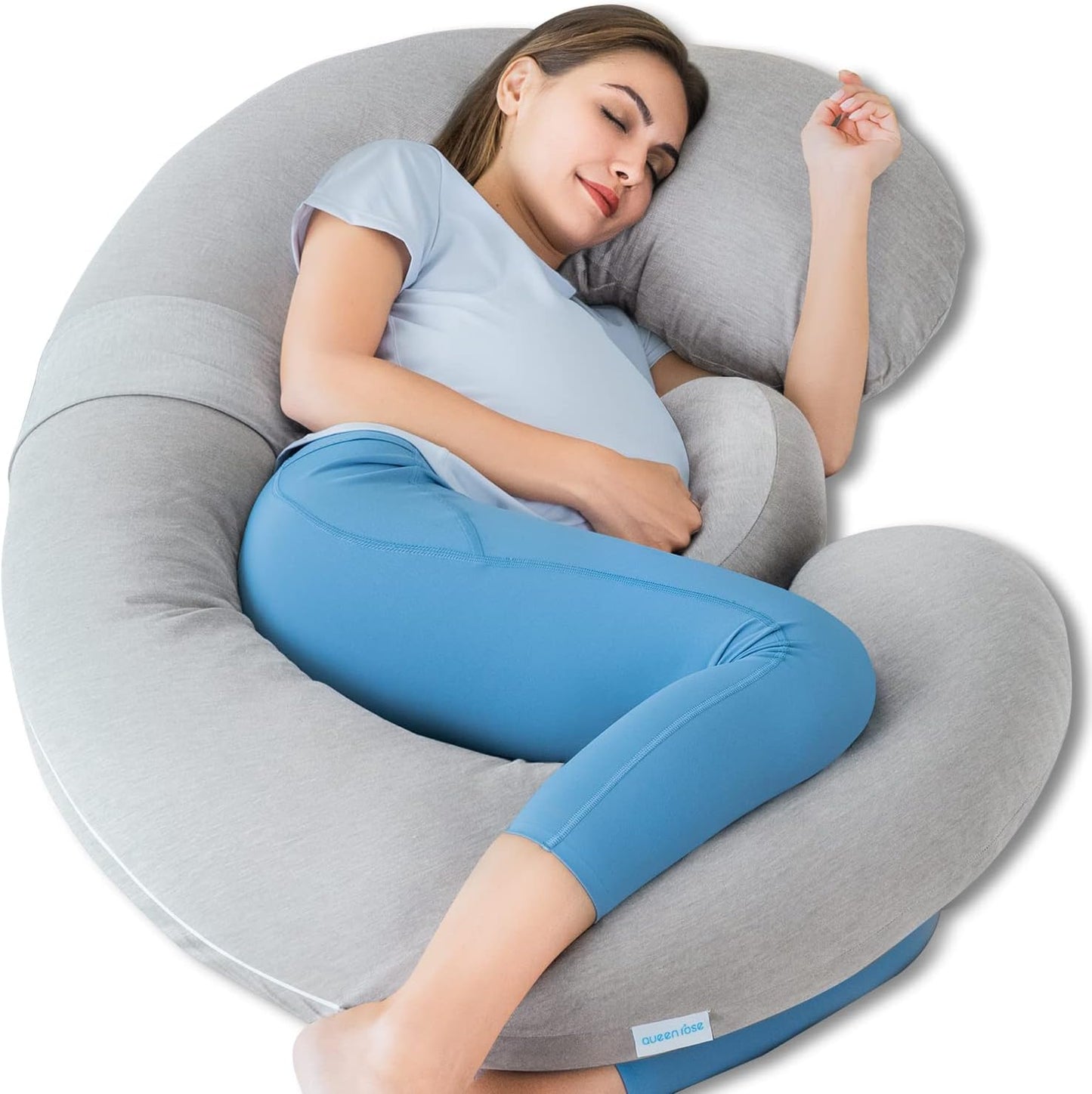 QUEEN ROSE E Shaped Pregnancy Pillow for Comfortable Sleep