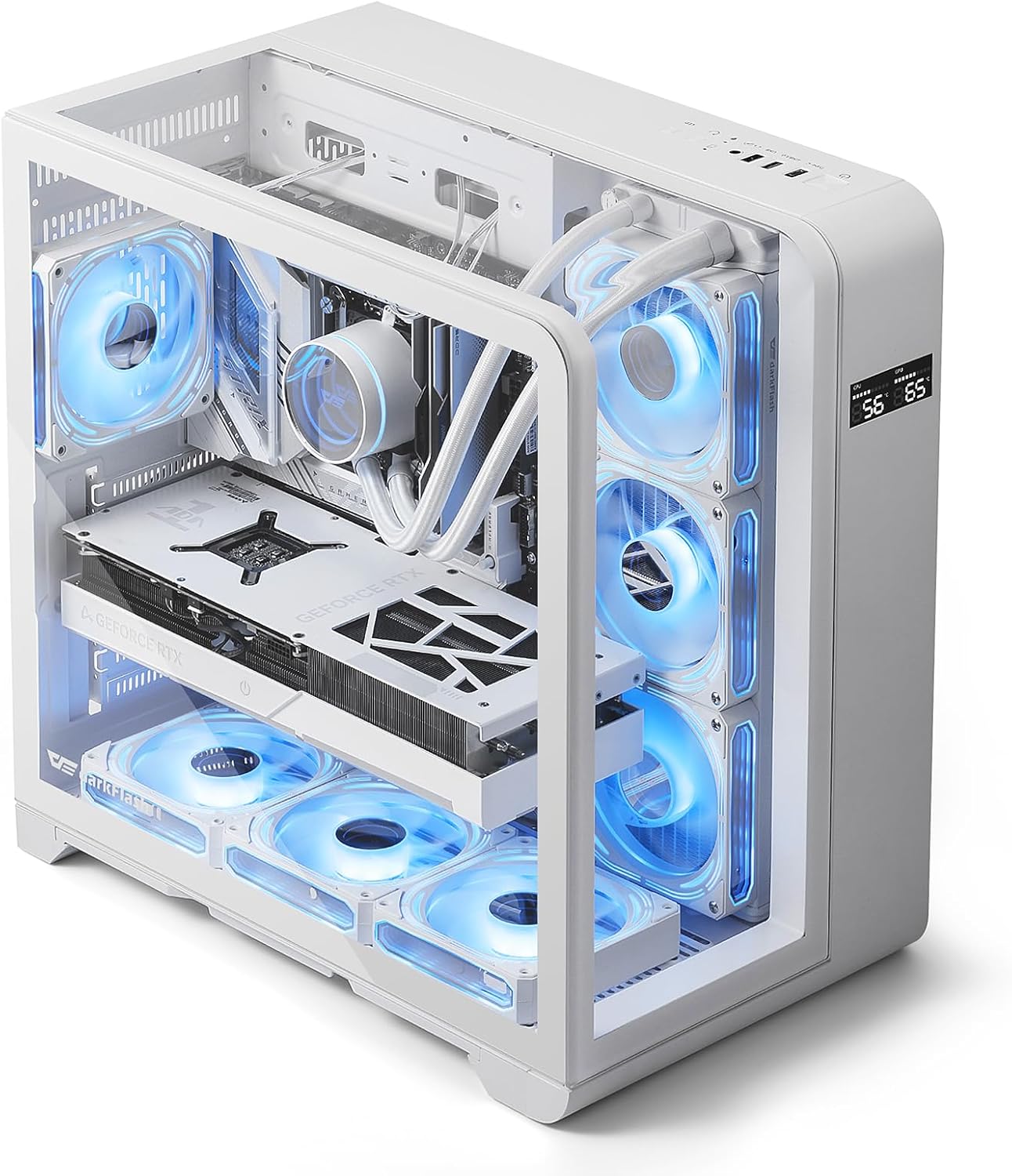 darkFlash ATX Mid-Tower PC Case with Three Side Glass Design