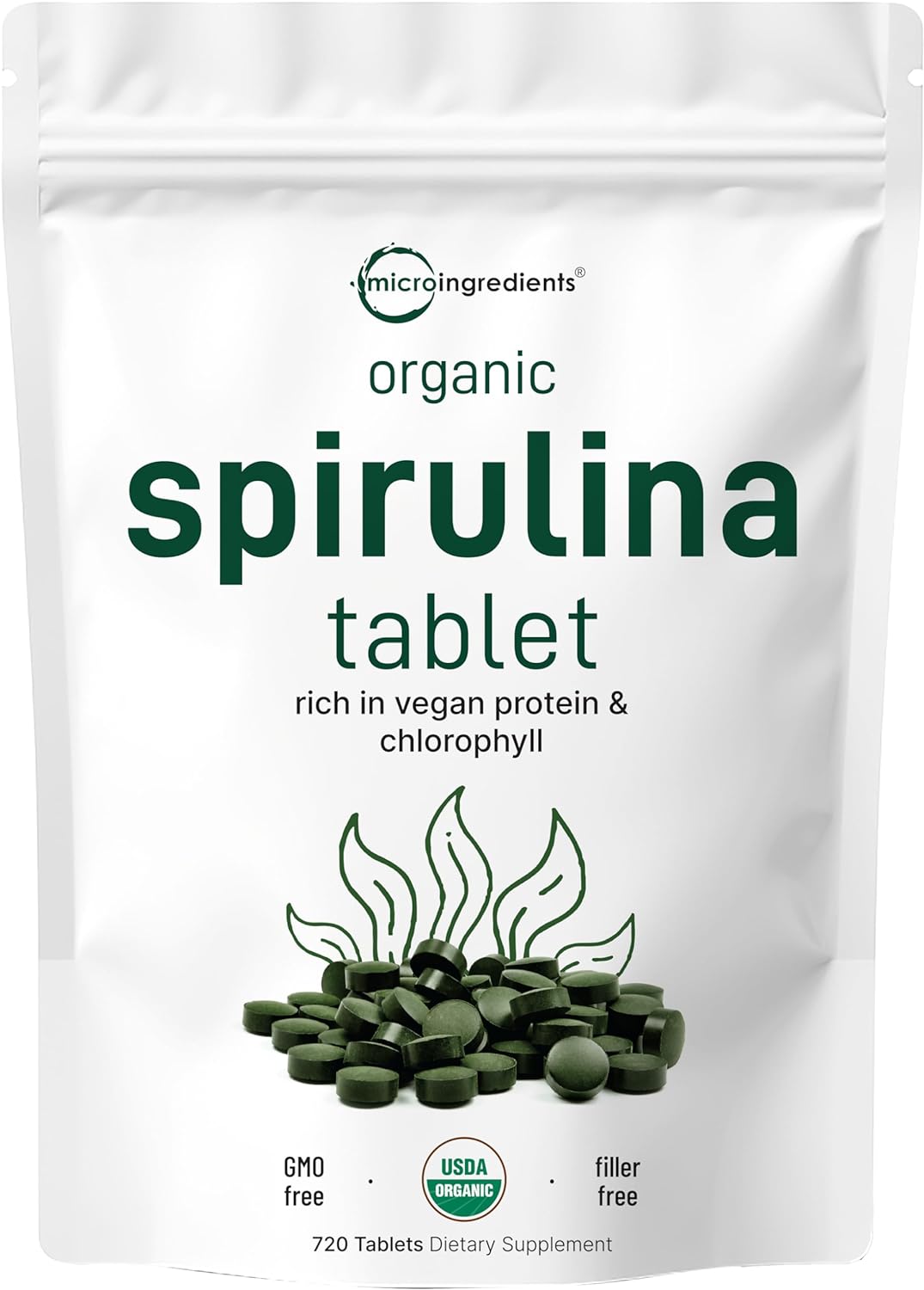 Organic Spirulina Supplement, Rich in Protein & Vitamins