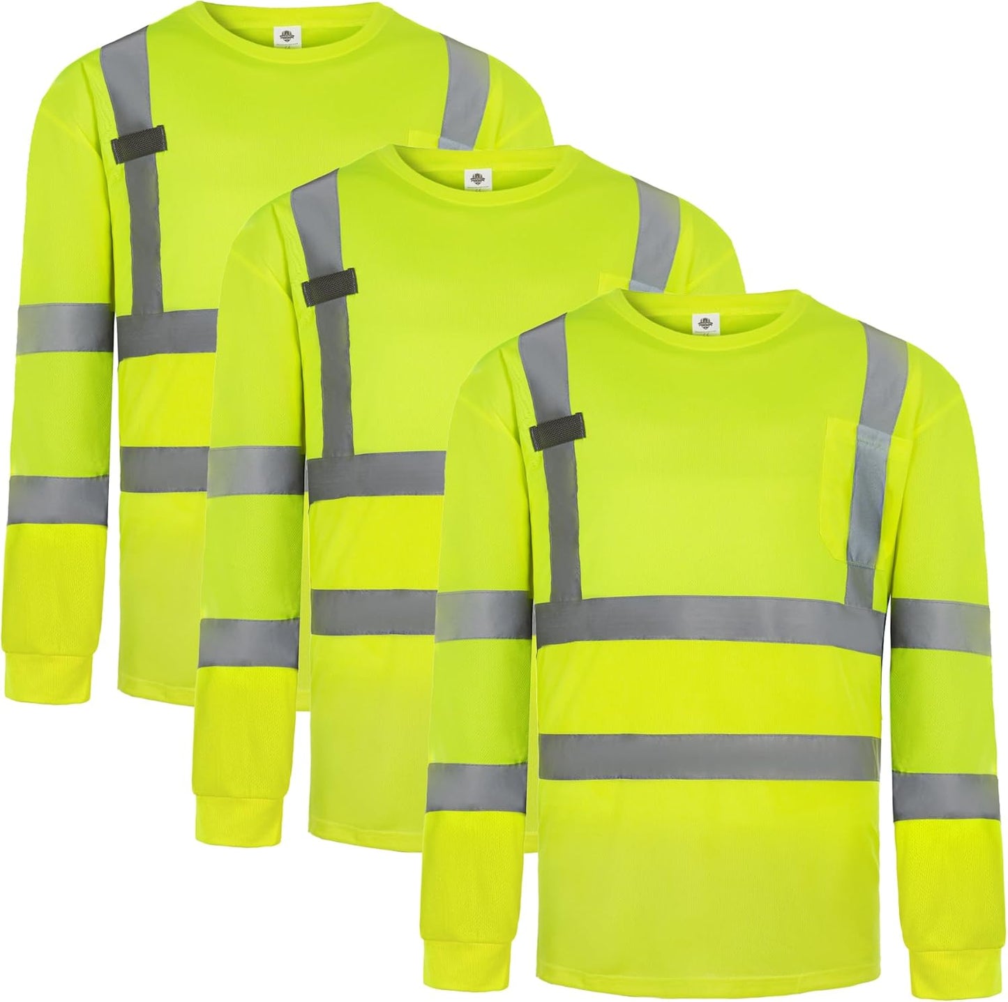 Dazonity Hi Vis T Shirt 3pcs for Work Safety with Reflective Strips