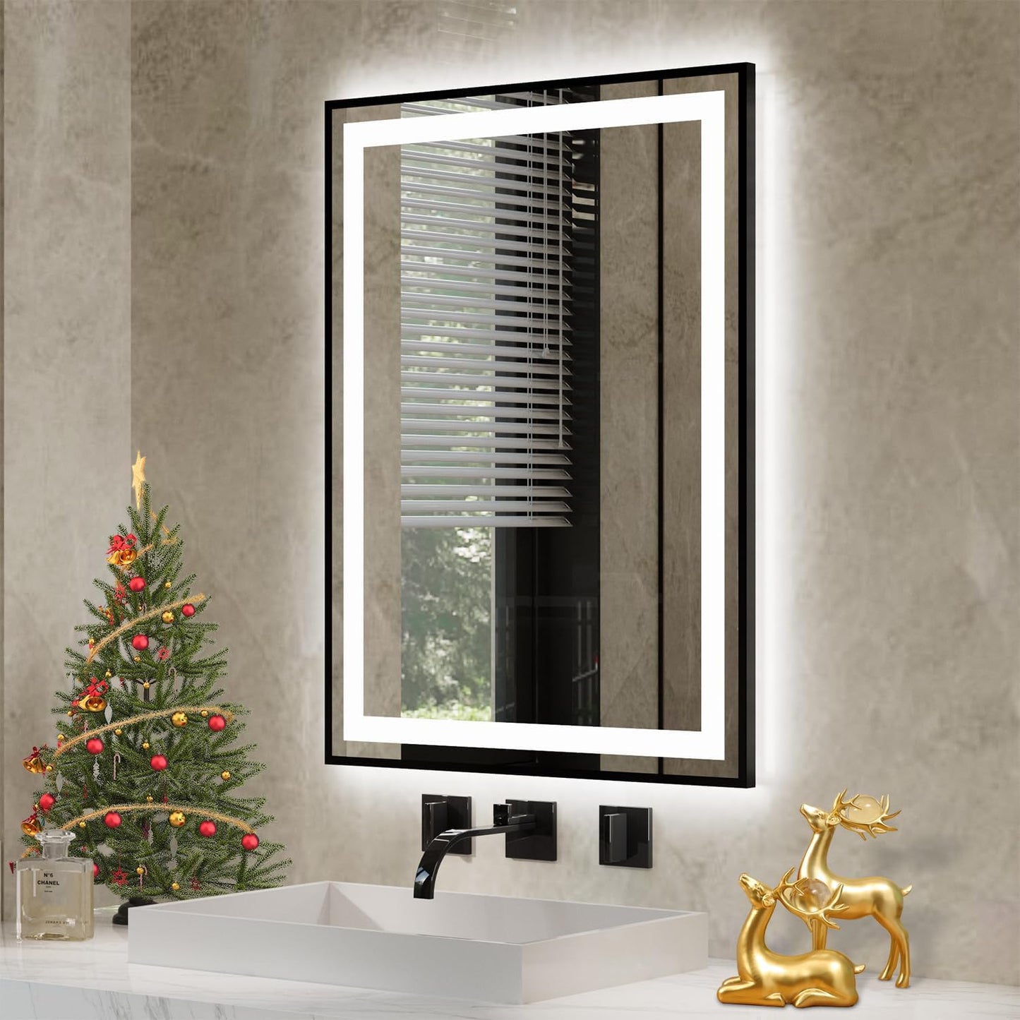 LED Bathroom Mirror with Gradient Backlit and Anti-Fog Features