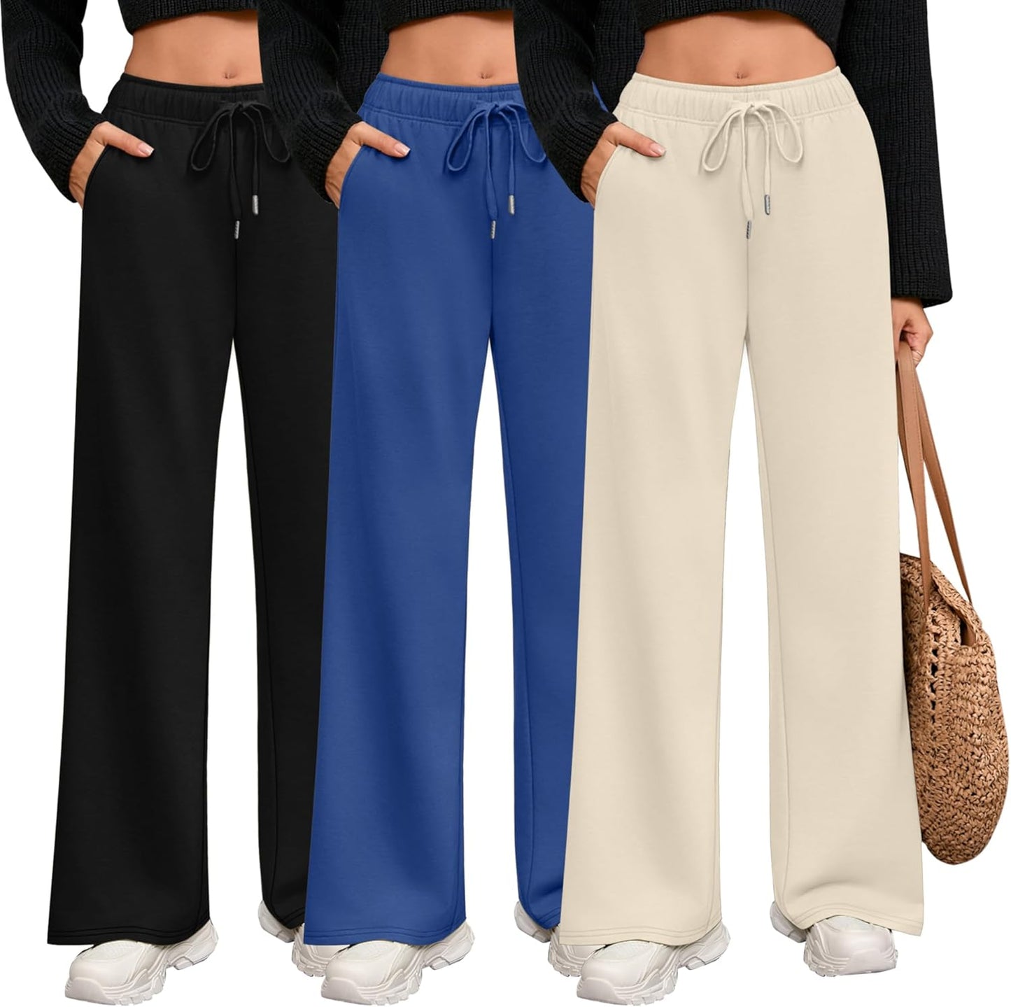 Riyiper Wide Leg Sweatpants for Women with Pockets and Drawstring