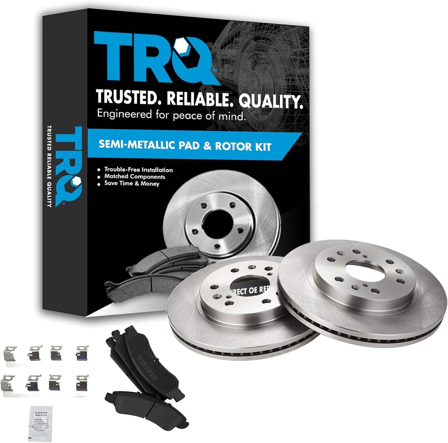 TRQ Front Premium Posi Semi Metallic Brake Pads & Rotors Kit
