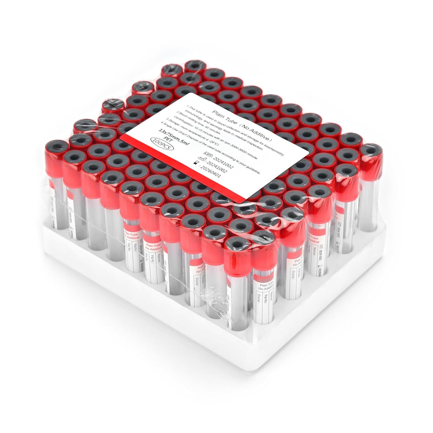 Vacutainer Blood Collection Tubes 5ml Plain Tube for Lab Tests