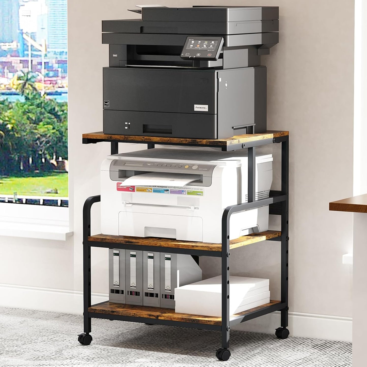 Large Printer Stand with Storage Shelf for Home Office Use