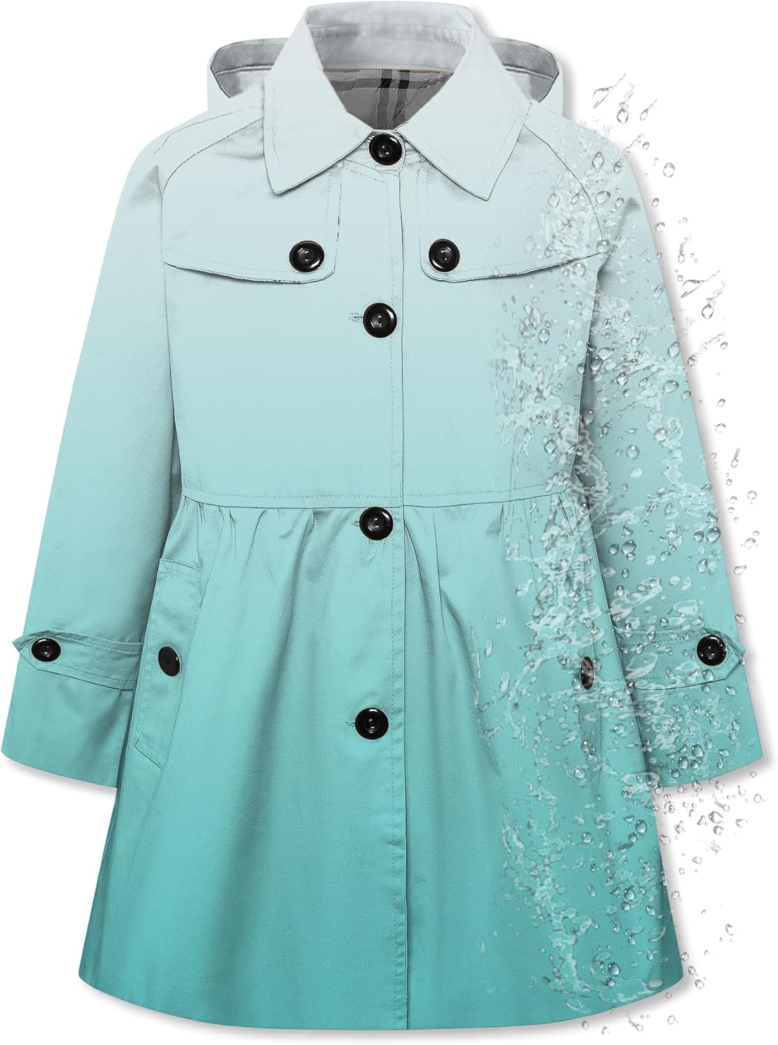 Betusline Girl's Rain Jackets Lightweight Waterproof Hooded Coat