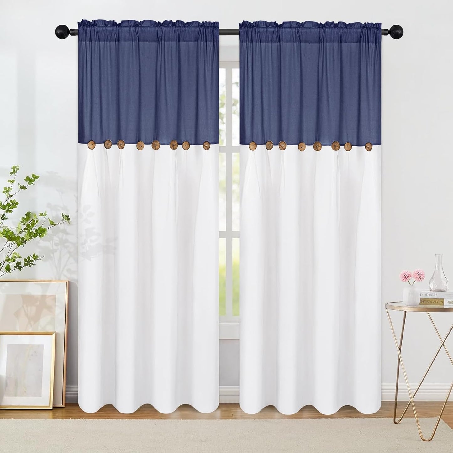 Farmhouse Cotton Linen Curtains for Living Room - Boho Style