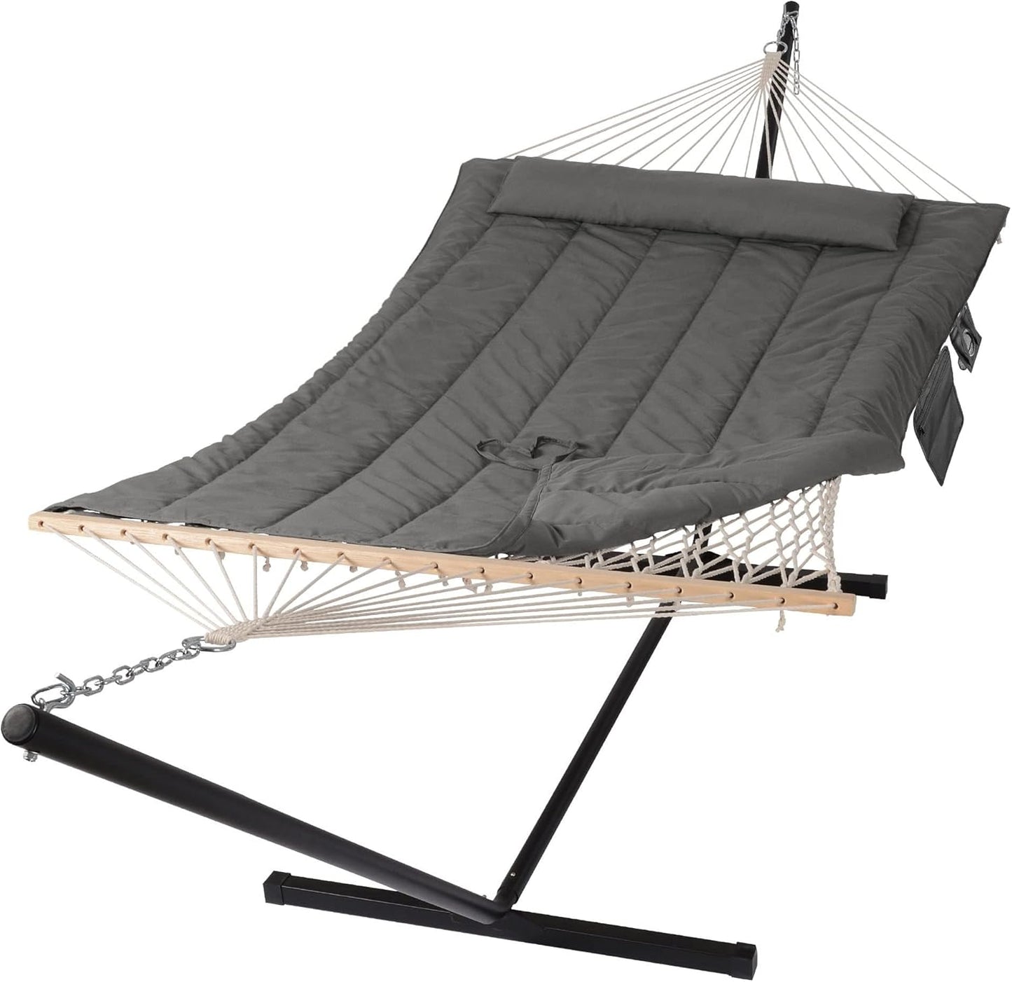 SUNCREAT Double Outdoor Hammock with Stand for Two People