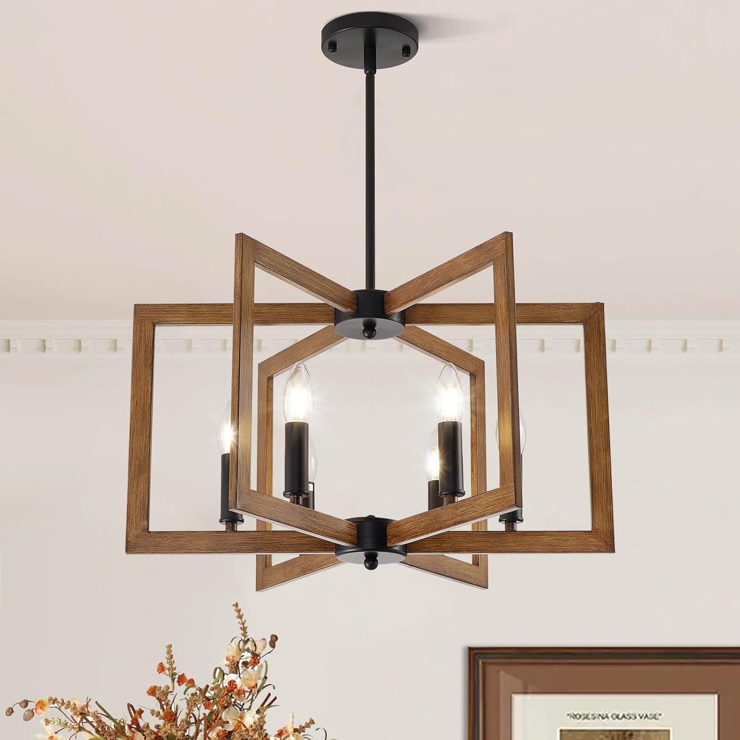 Farmhouse Chandelier, 6-Light Rustic Foyer Lighting Fixture