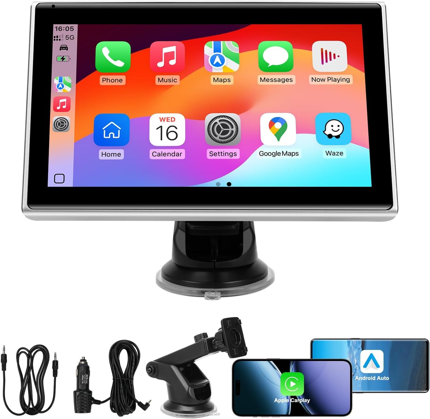 7 Inch Portable Wireless CarPlay Screen for Easy Driving