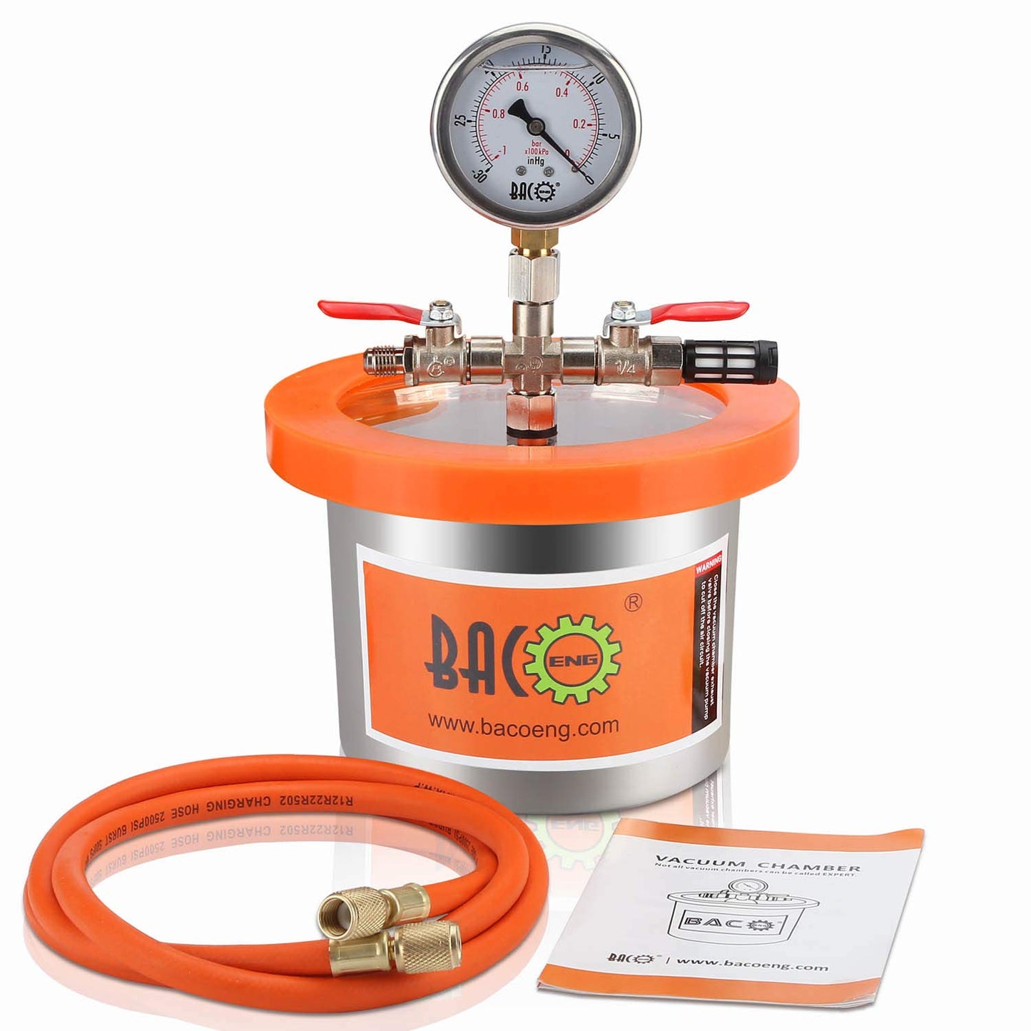BACOENG 2 Quart Stainless Steel Vacuum Chamber Kit for Resin