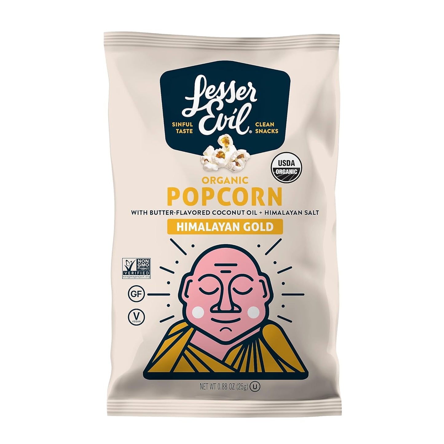 Lesser Evil Organic Popcorn Himalayan Gold - 0.88 oz, 18 Pack