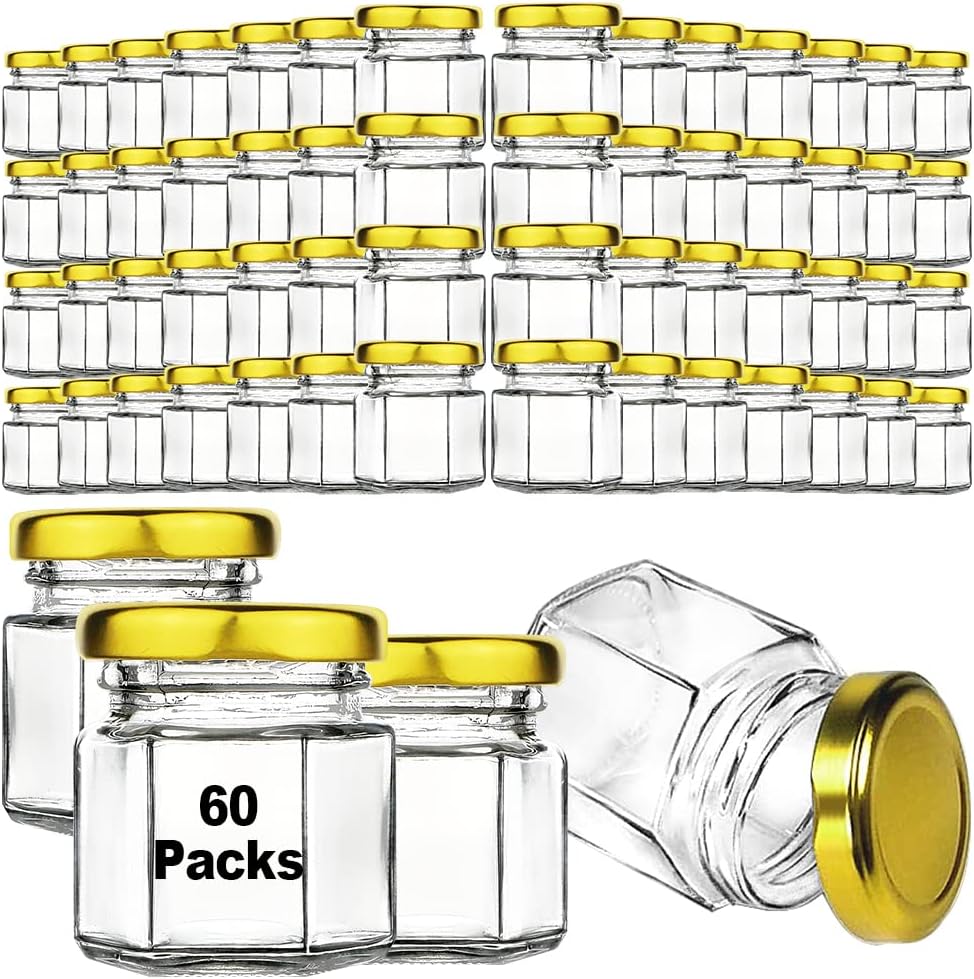 60 Pcs Small Glass Containers with Airtight Lids for Gifts
