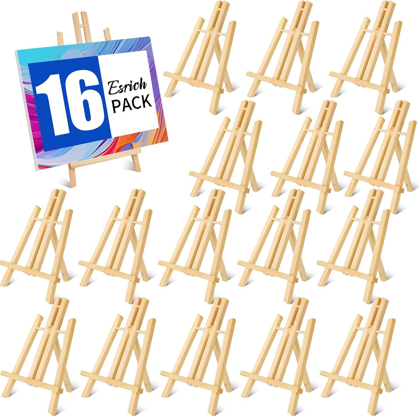 ESRICH 16Pack 11.8in Wood Easels for Painting and Displaying