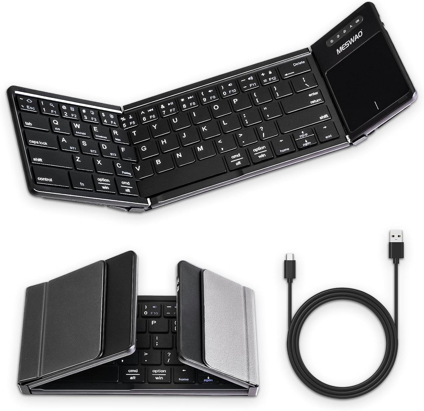 MESWAO Foldable Bluetooth Keyboard with Touchpad for Travel