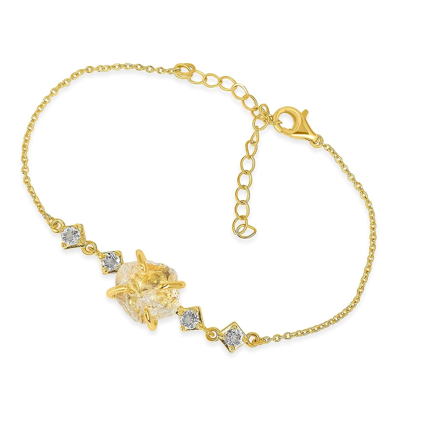 Raw Clear Quartz Crystal Chain Bracelet for Birthstone Gifts